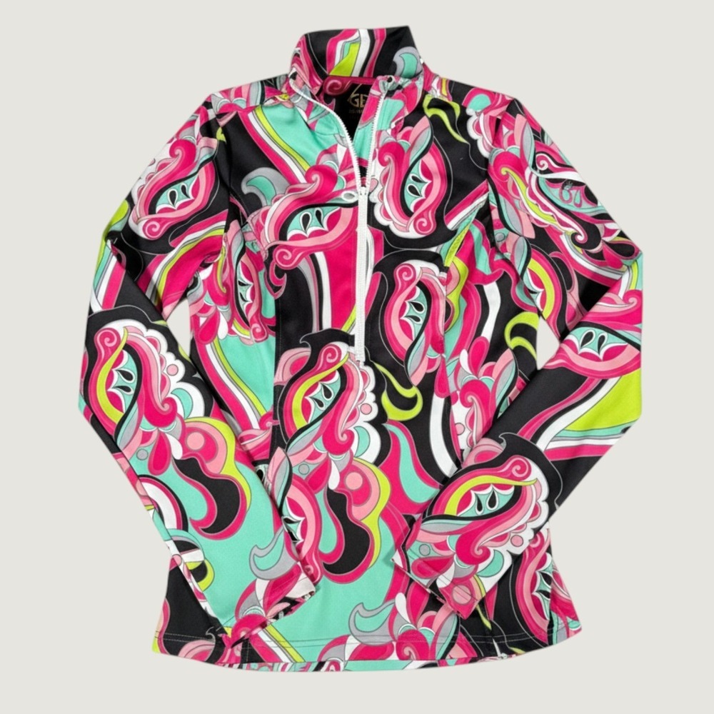 Goldbergh Luxury Sports Zip Pullover Women's Medium vibrant paisley Long Sleeve